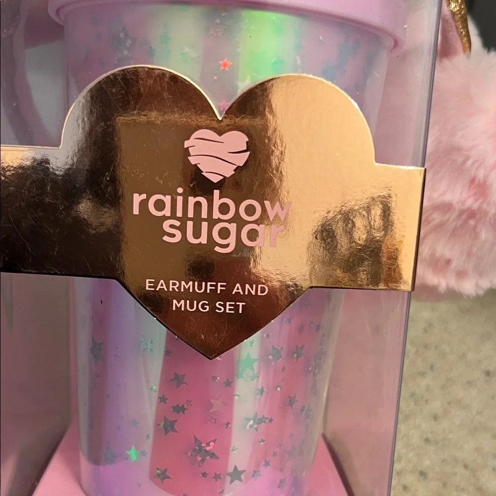 Rainbow Sugar Earmuff & Mug Accessory Set